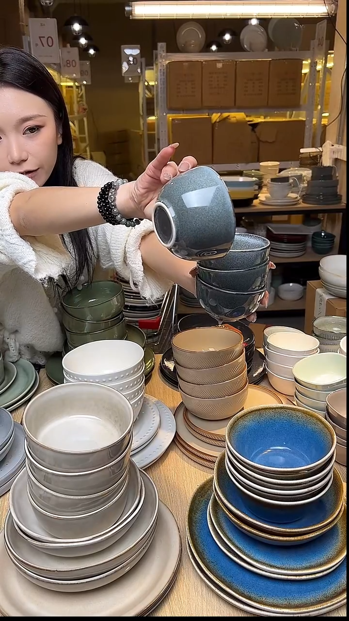 瓷170外贸尾货窑变釉下彩默外微瑕（灰色4件套）