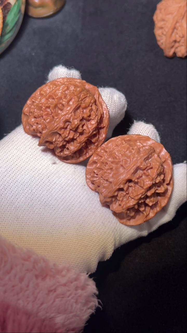 把件文玩核桃精品红皮苹果园44全品