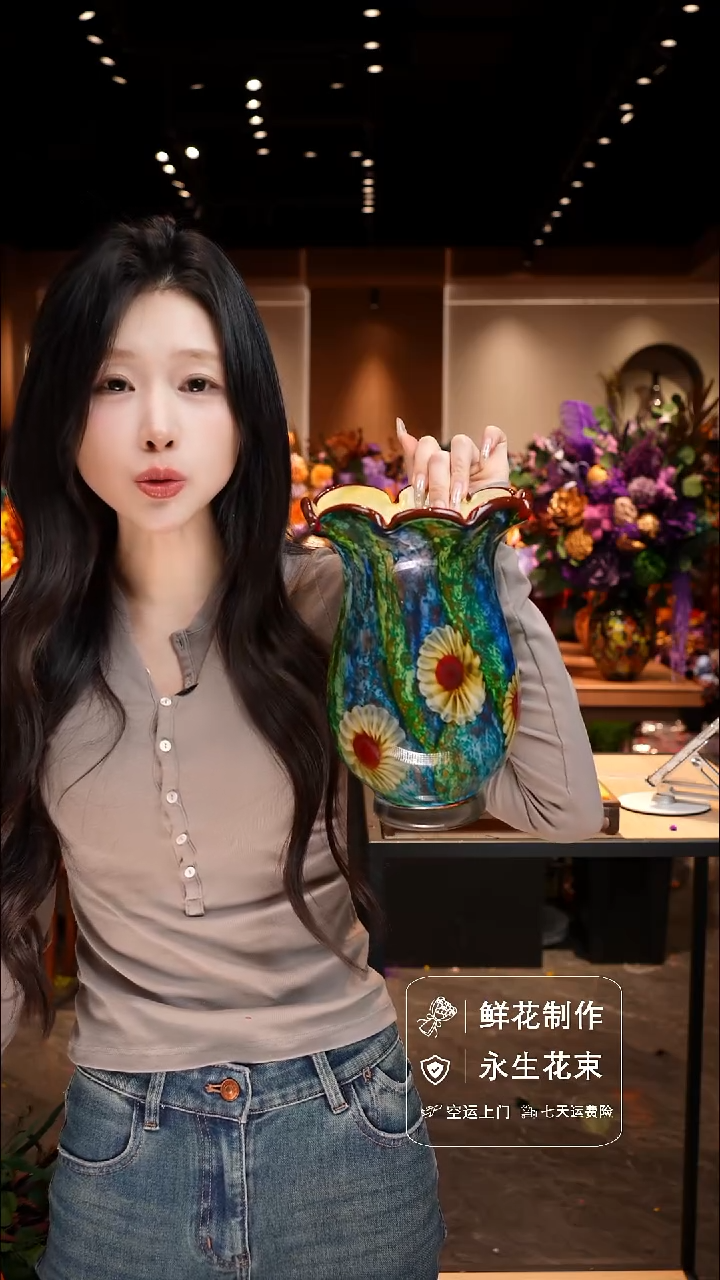手工艺品琉璃手工花器花束空运包邮送货上门-以图片为准    