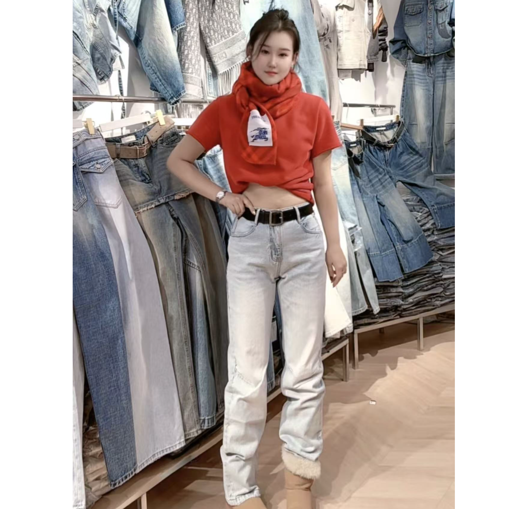 2025新款欧版设计师款显瘦百搭牛仔裤女窄版直筒56077