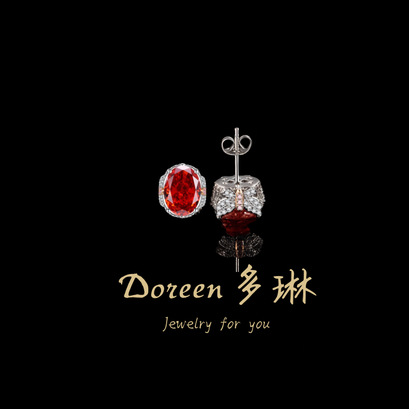 铜合金耳饰 红色蝴蝶结耳钉XS1158