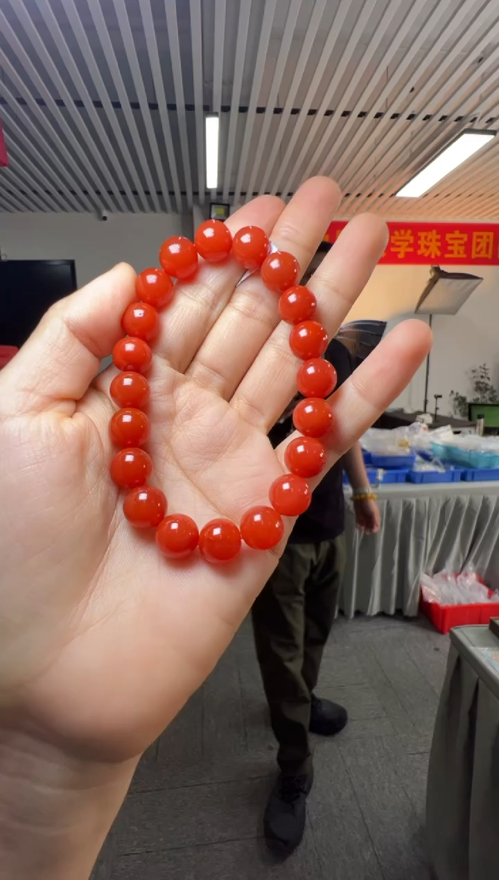 手串未镶嵌南红玛瑙保山锦红满色满肉南红玛瑙圆珠手串