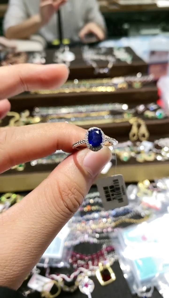 【闪购商品】蓝宝石戒指银S925镀金镶嵌戒指
