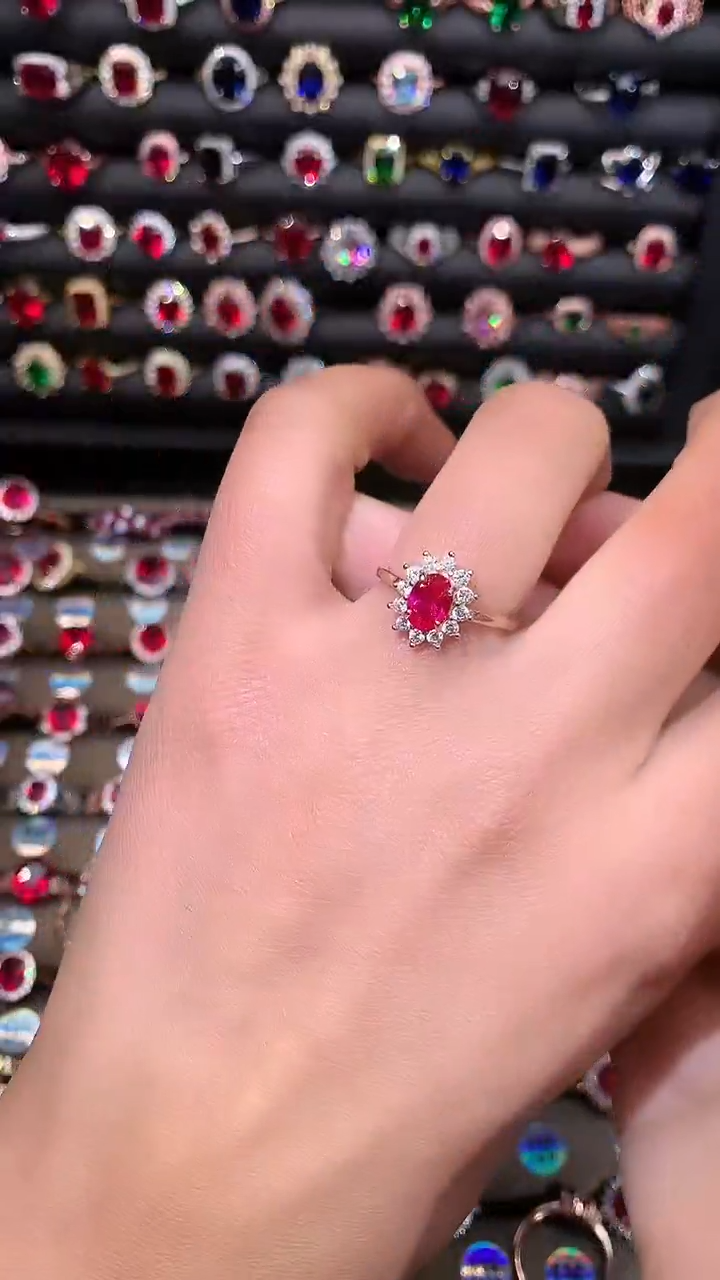 【闪购商品】红宝石戒指银S925镶嵌57玫瑰金