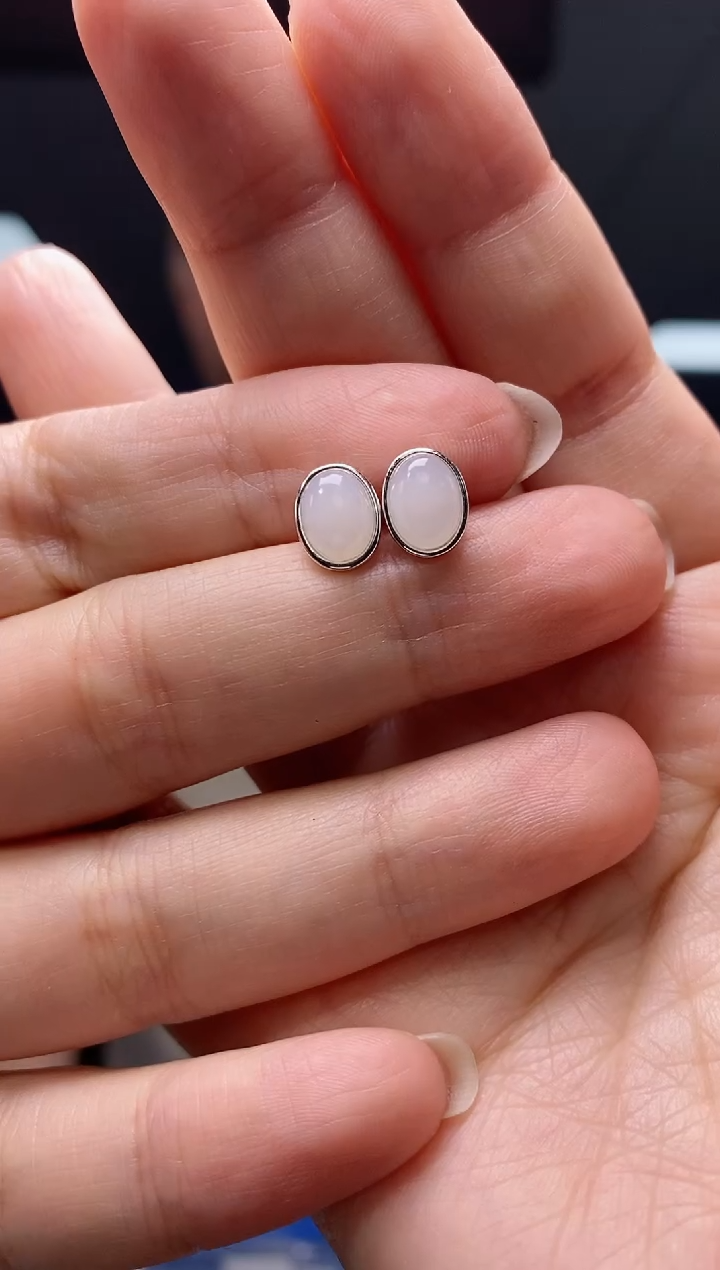 【闪购商品】和田玉耳饰银S925镶嵌  EZ5019