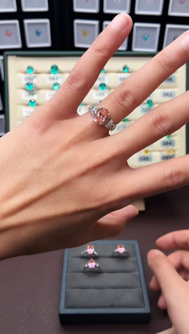 戒指彩色蓝宝石银S925镶嵌0004