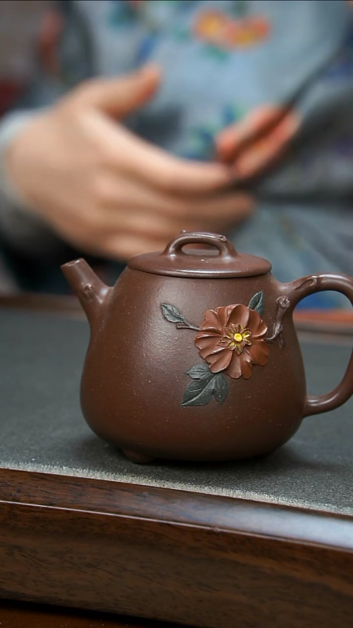 【闪购商品】紫砂茶壶紫泥高石瓢贴花壶