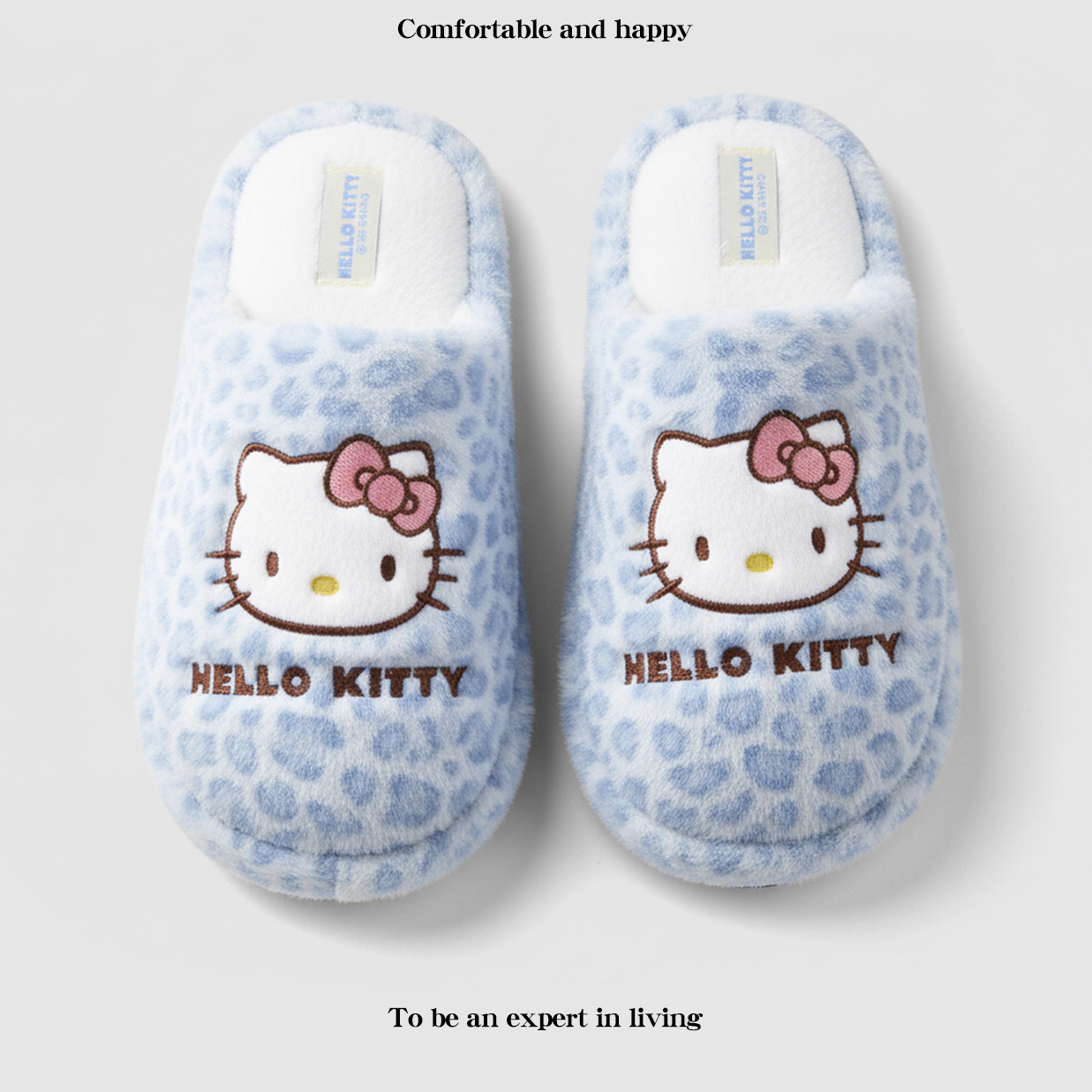 豹纹kitty~!甜酷辣妹风三丽鸥联名2025秋冬新款家居室内毛毛拖鞋