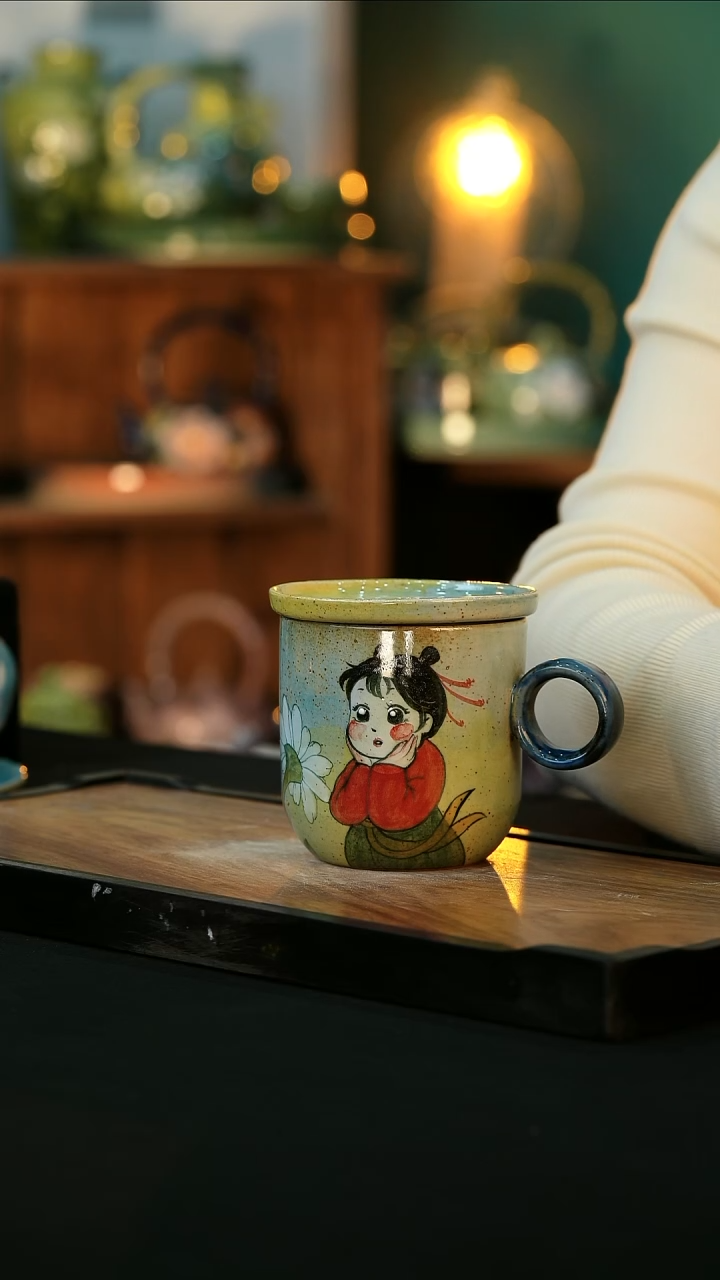 【闪购商品】杯手绘心瓷陶瓷浮力