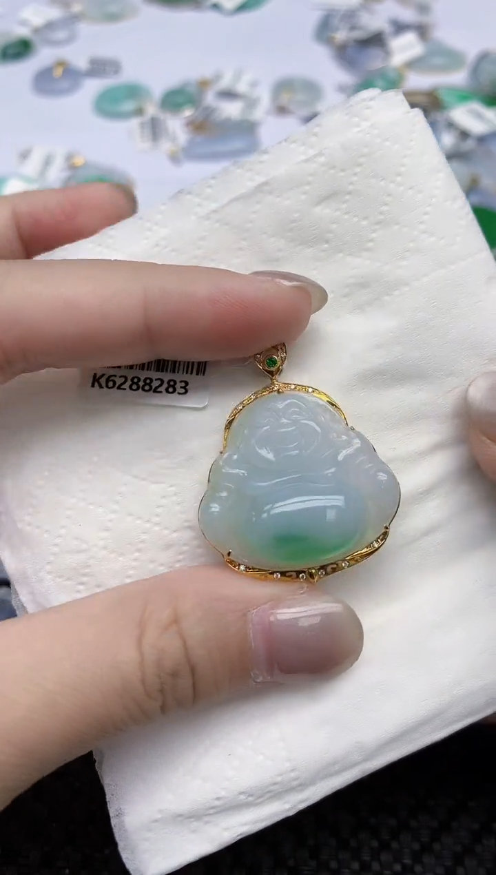 【闪购商品】翡翠颈饰18K金镶嵌天然翡翠A货