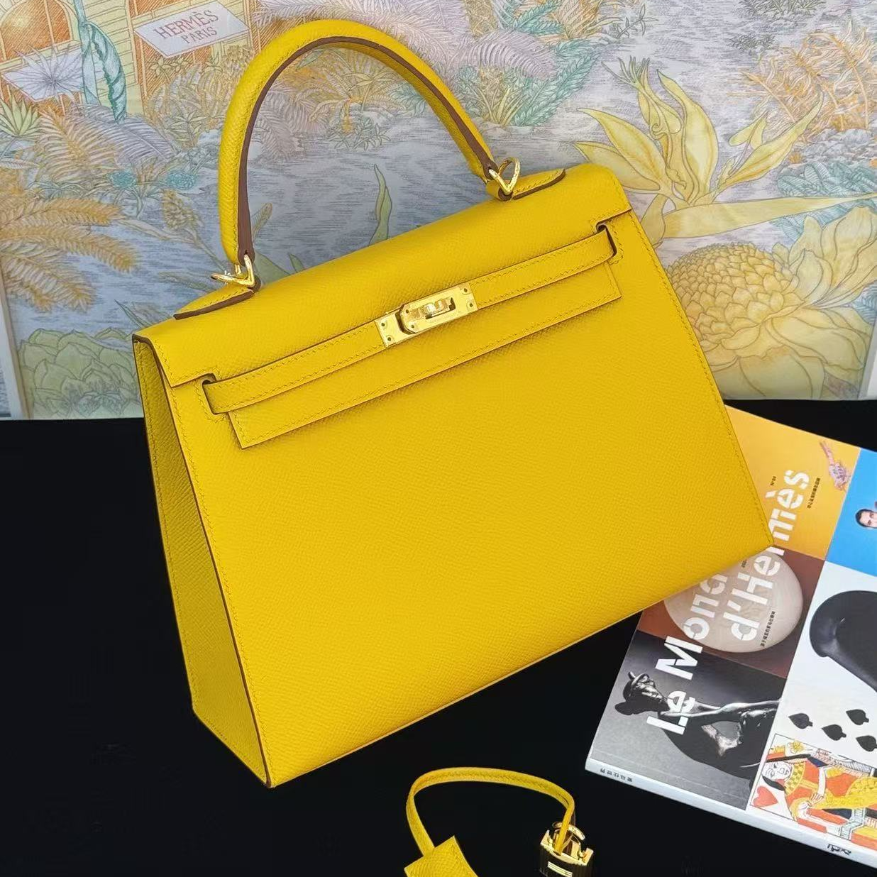 99新 Hermes/爱马仕 kelly25 琥珀黄 金扣 ep皮 Y刻 