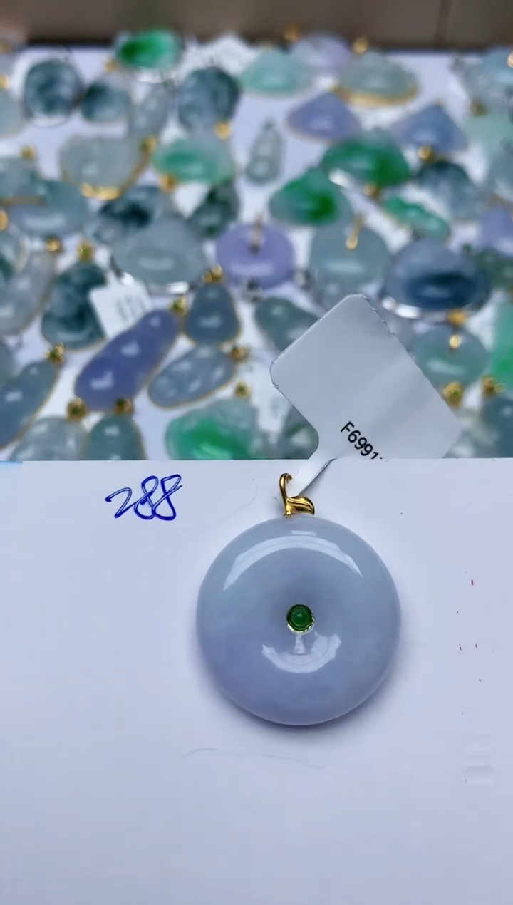 【闪购商品】翡翠颈饰18K金镶嵌天然翡翠A货  