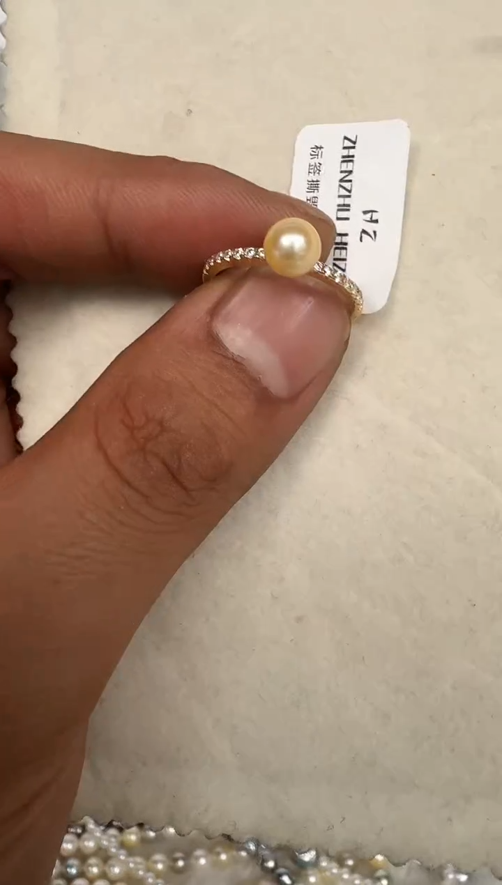 银S925镶嵌戒指海水珍珠戒指