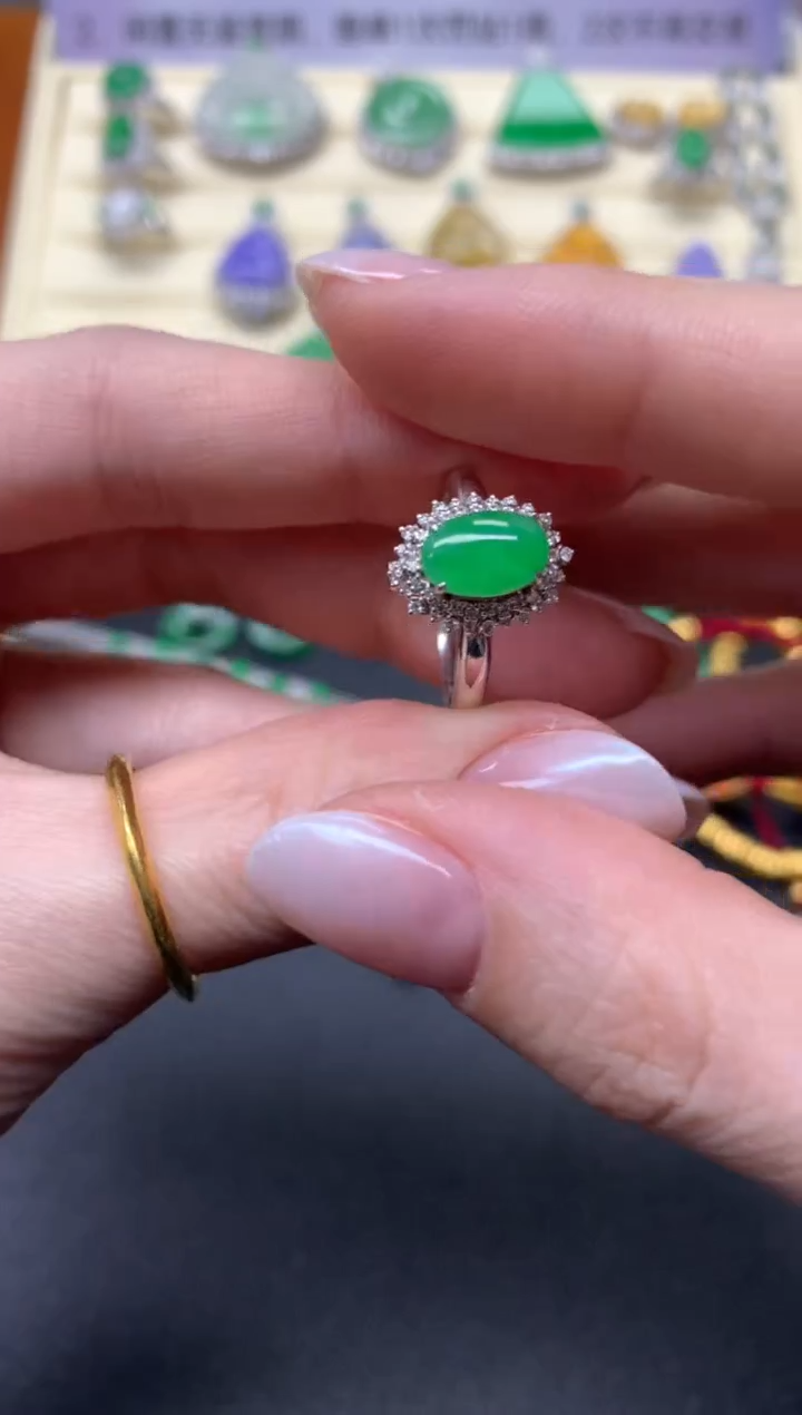 【闪购商品】翡翠戒指18K金镶嵌戒指|4800+480