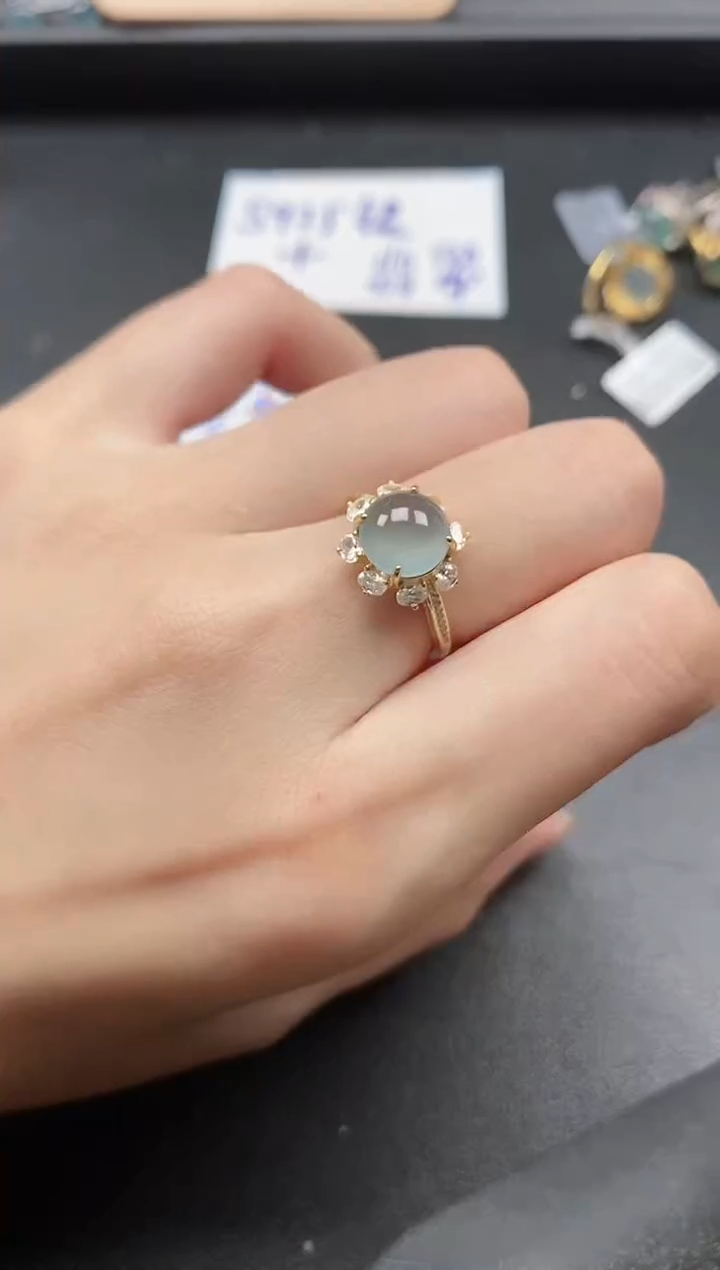 翡翠戒指银S925镶嵌5151-22