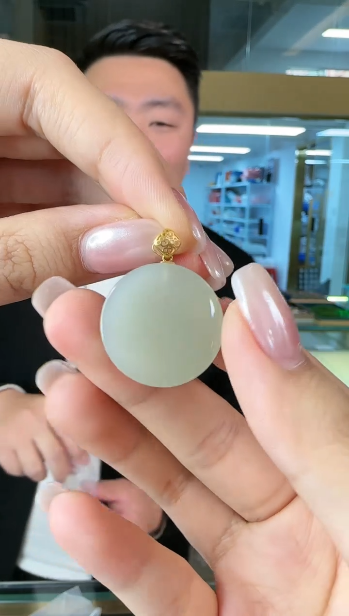 【闪购商品】和田玉吊坠18K金镶嵌0116-024