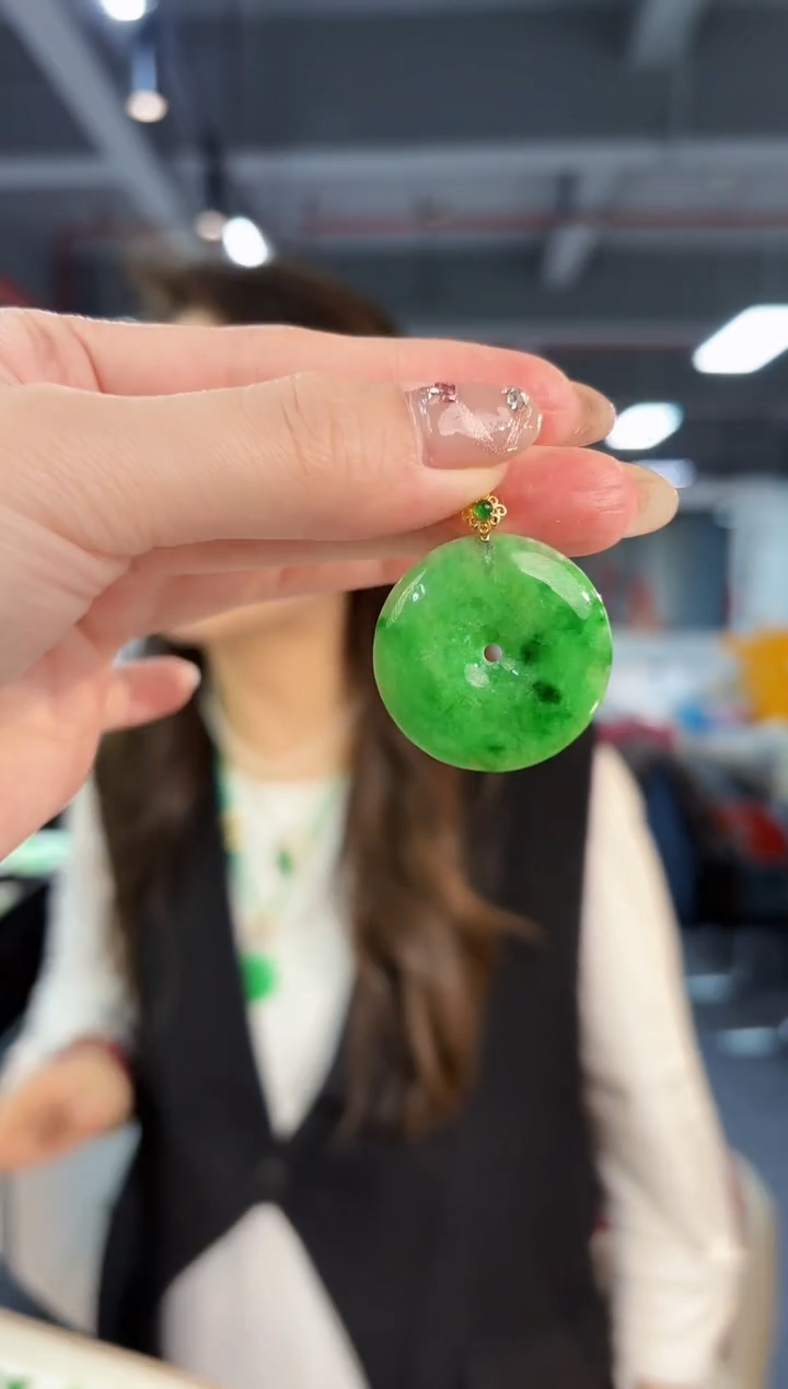 【闪购商品】翡翠颈饰18K金镶嵌缅料A货/支持复检/一件