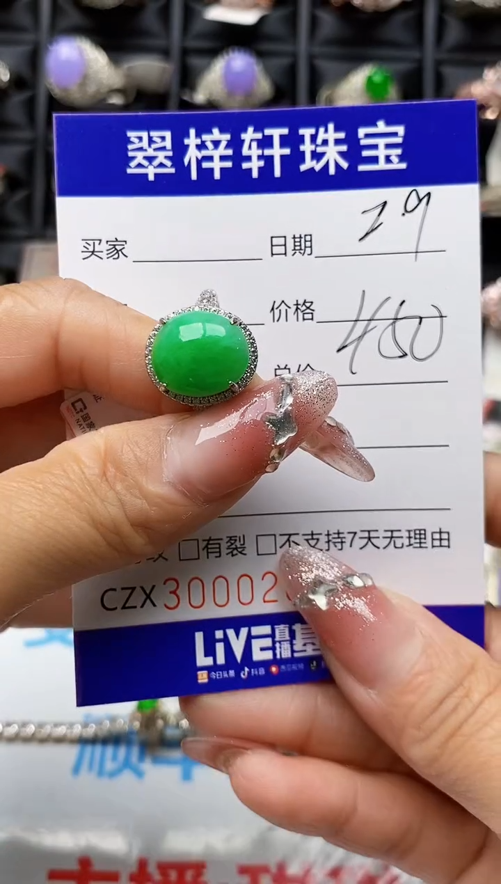 【闪购商品】翡翠戒指银S925镶嵌0288