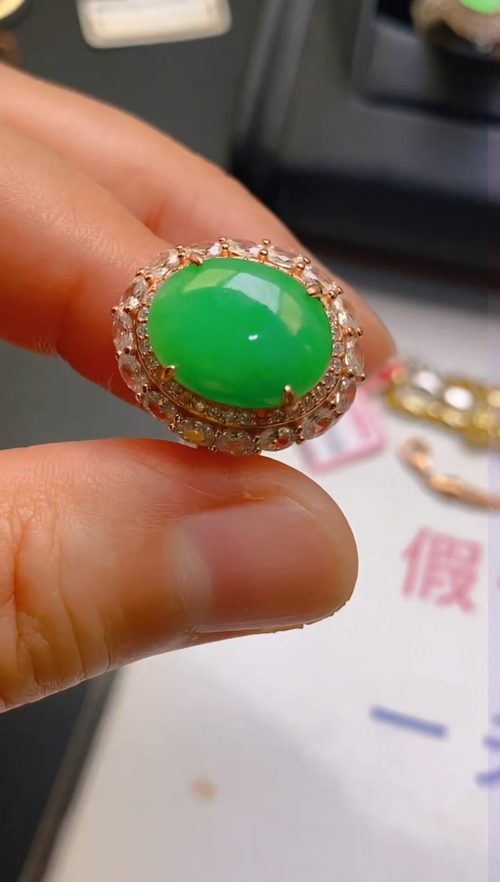 【闪购商品】翡翠耳饰银S925镶嵌天然A货翡翠1