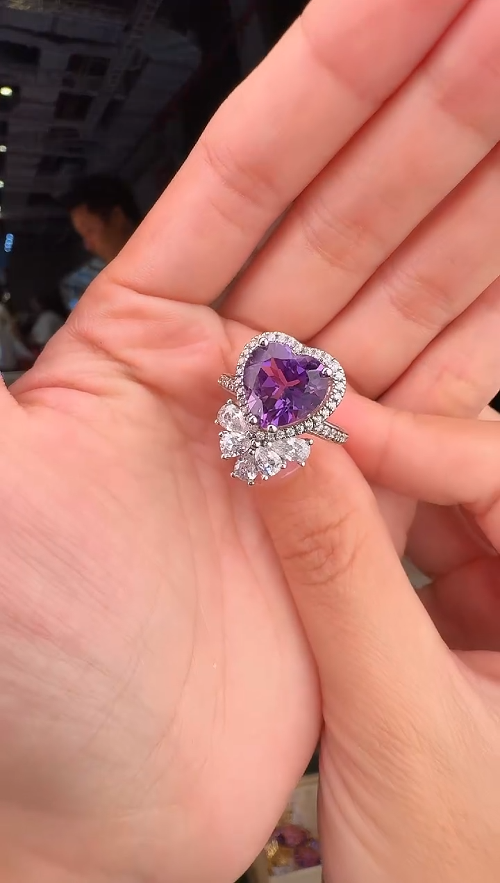 银S925镶嵌戒指紫晶009