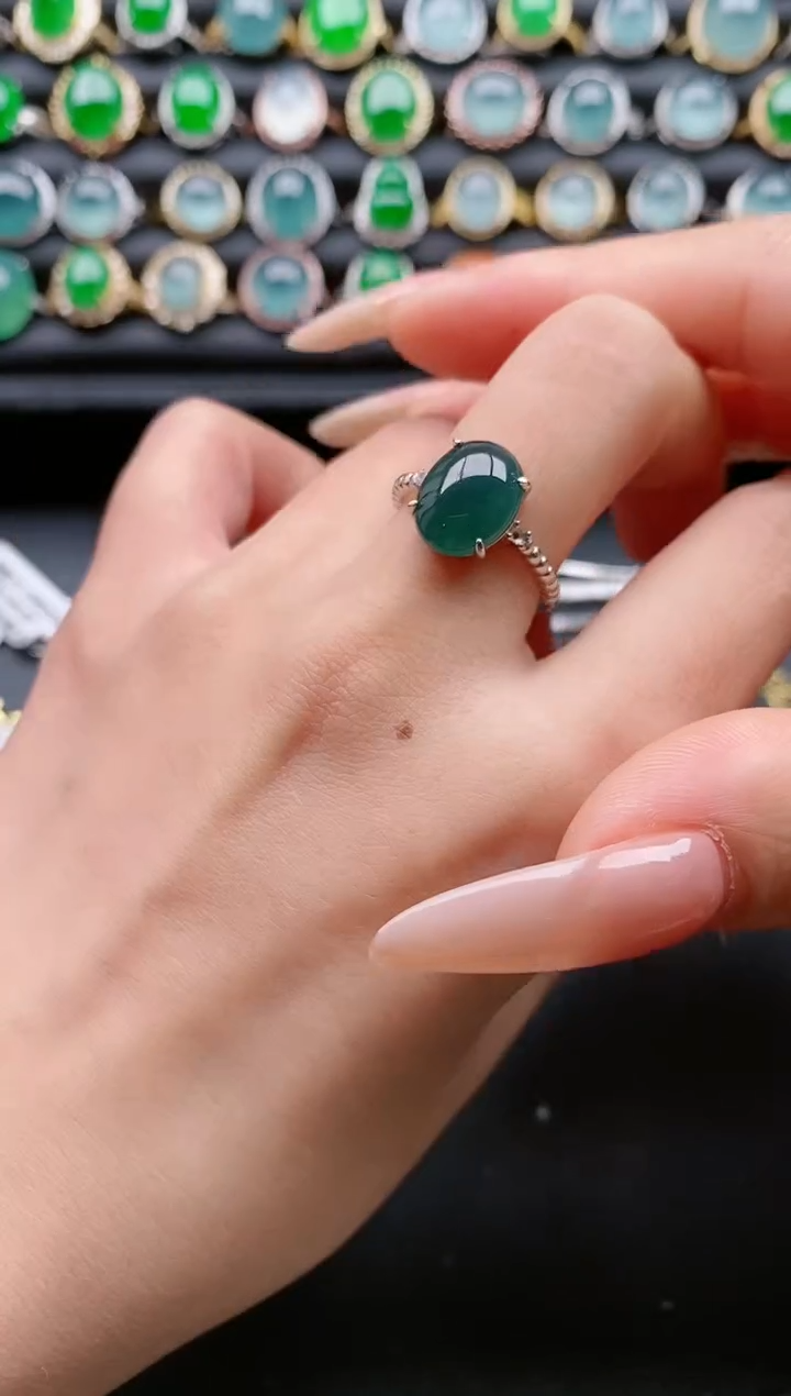 【闪购商品】翡翠戒指银S925镶嵌11111