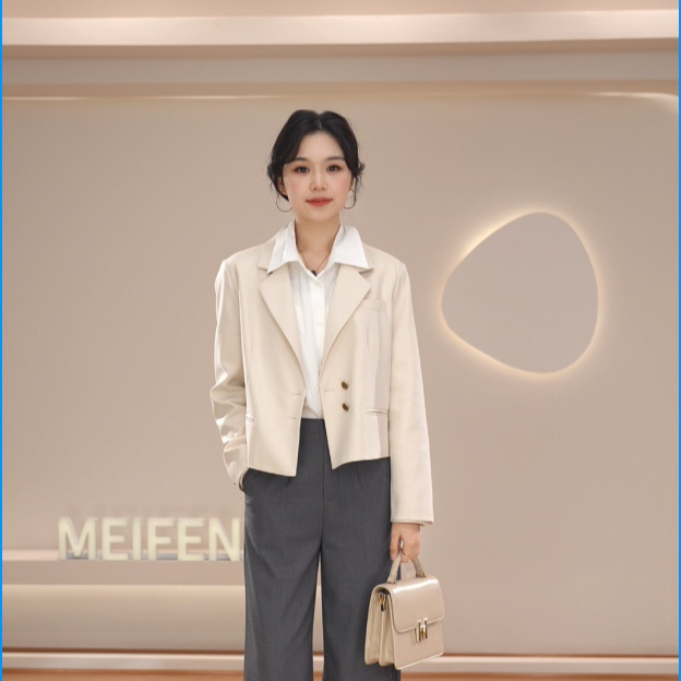 美芬轩佳佳推荐春季气质轻奢百搭通勤时尚短款西装外套女F005