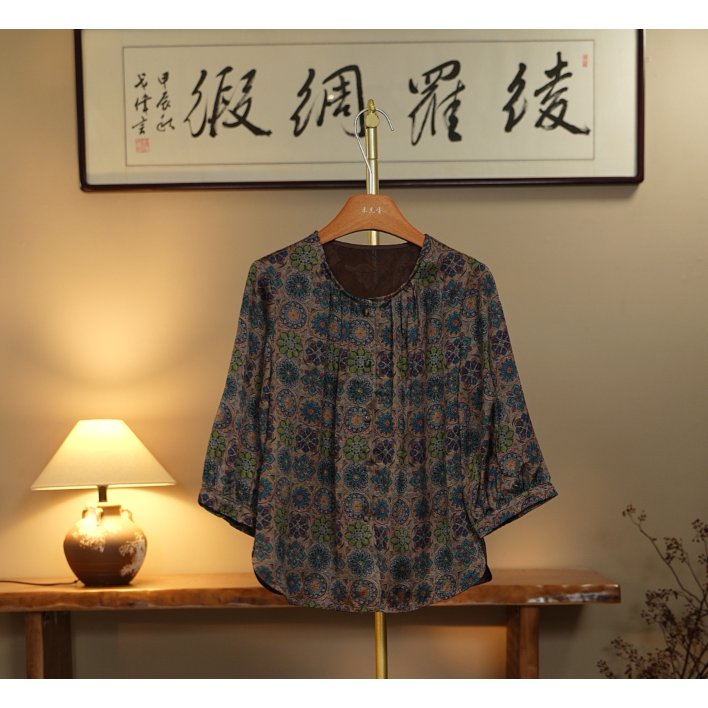 【雨意织裳-香云纱衬衫】中式国风香云纱衬衬衫2798