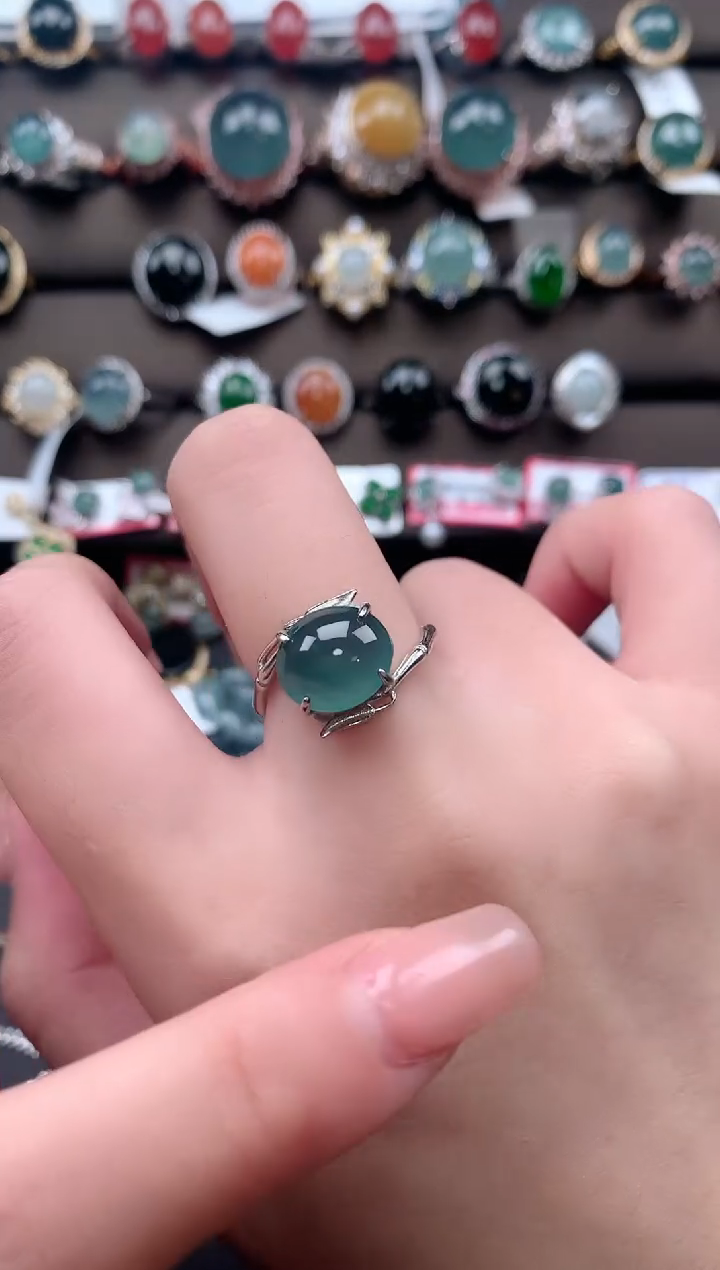 【闪购商品】翡翠戒指银S925镶嵌521124