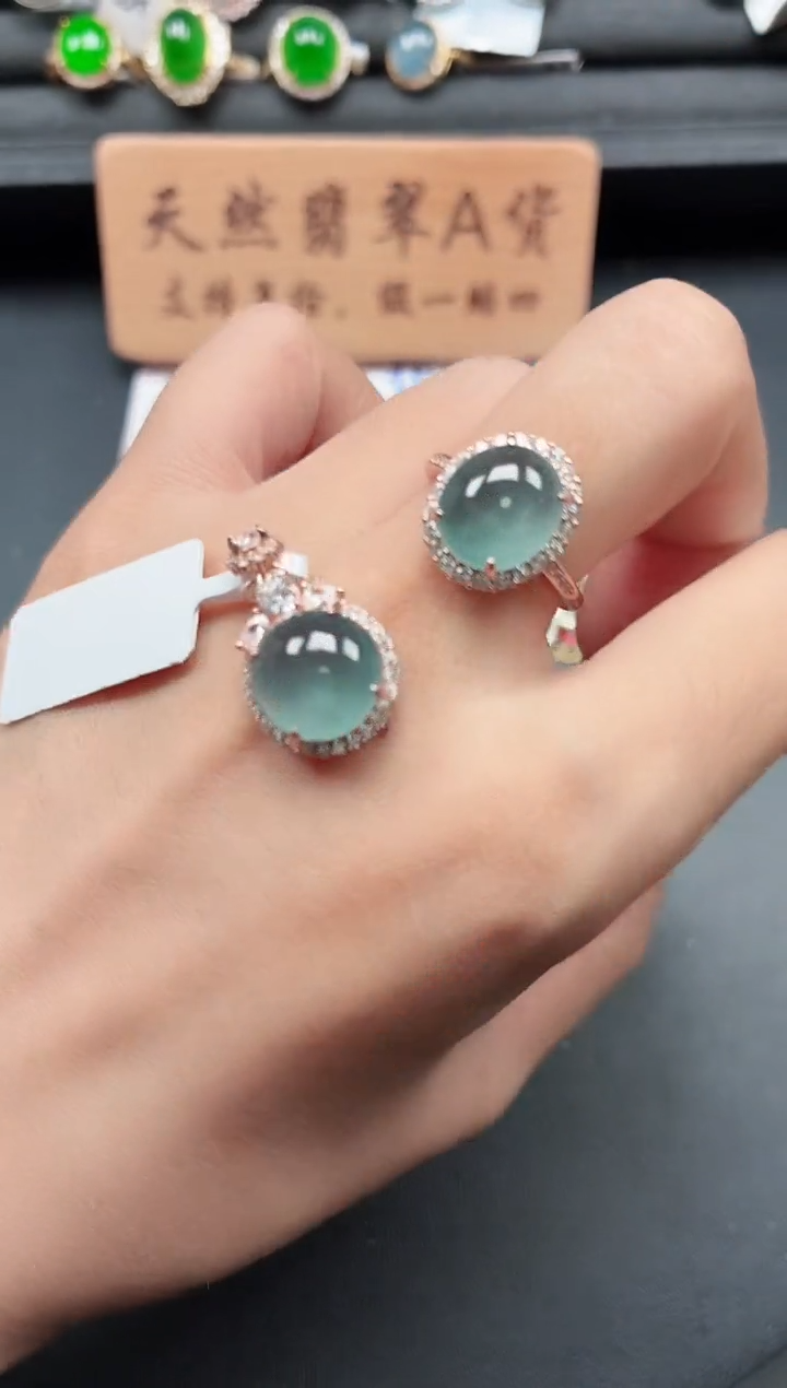 银S925镶嵌戒指翡翠111