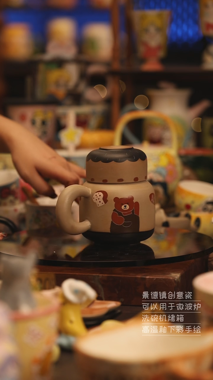 陶瓷景德镇可爱陶瓷釉下彩绘设计师款
