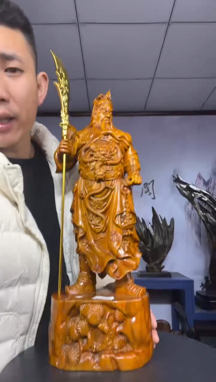 金丝楠木雕款天**和金丝楠木工艺品摆件