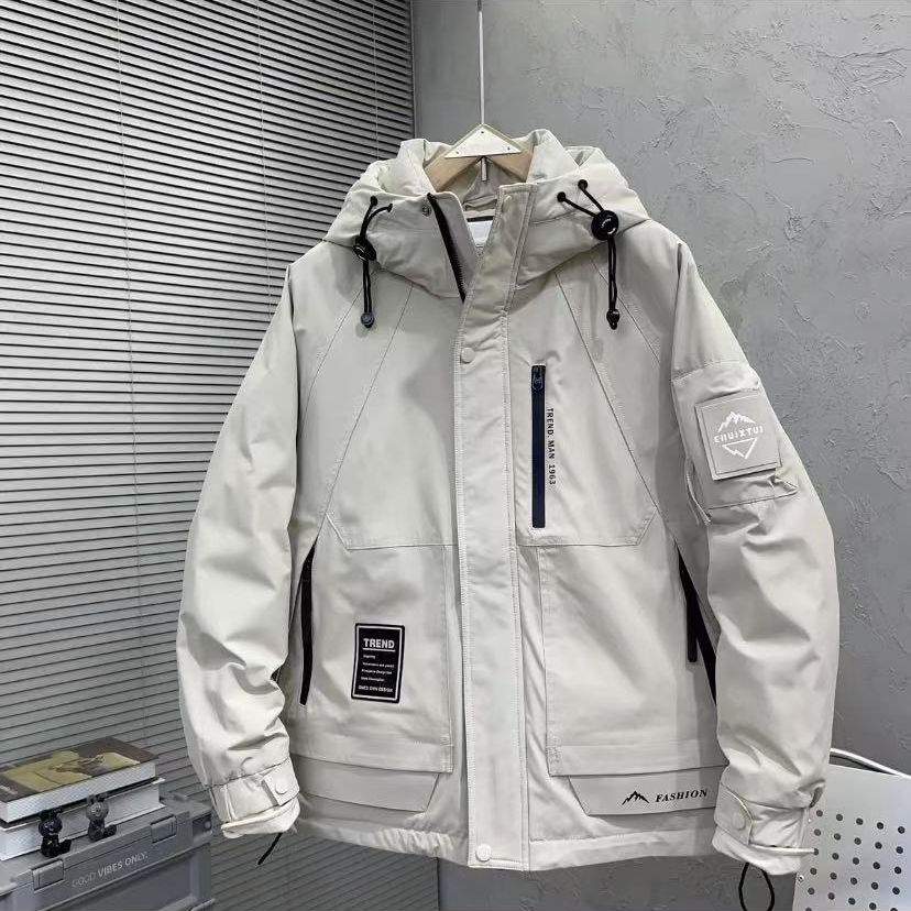 99586#潮流情侣款长款过膝加厚冬季保暖羽服外套