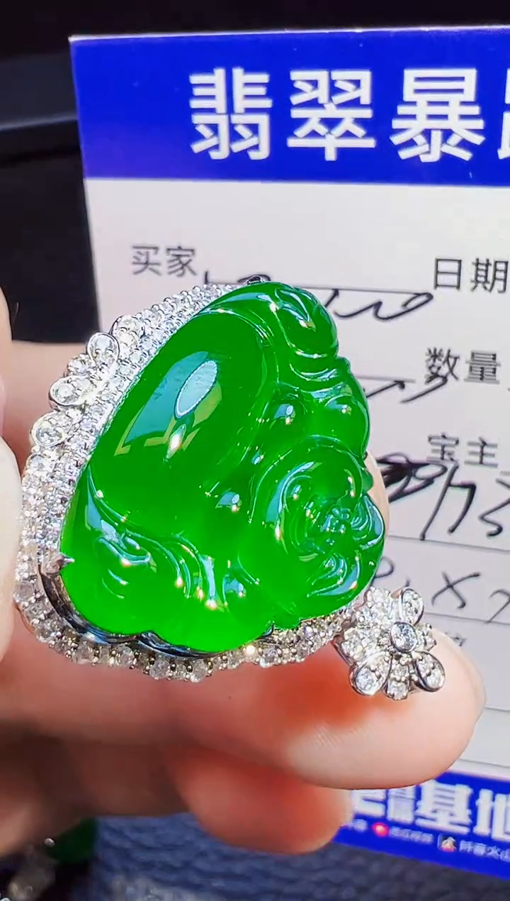 颈饰18K金镶嵌翡翠黑*素翡翠