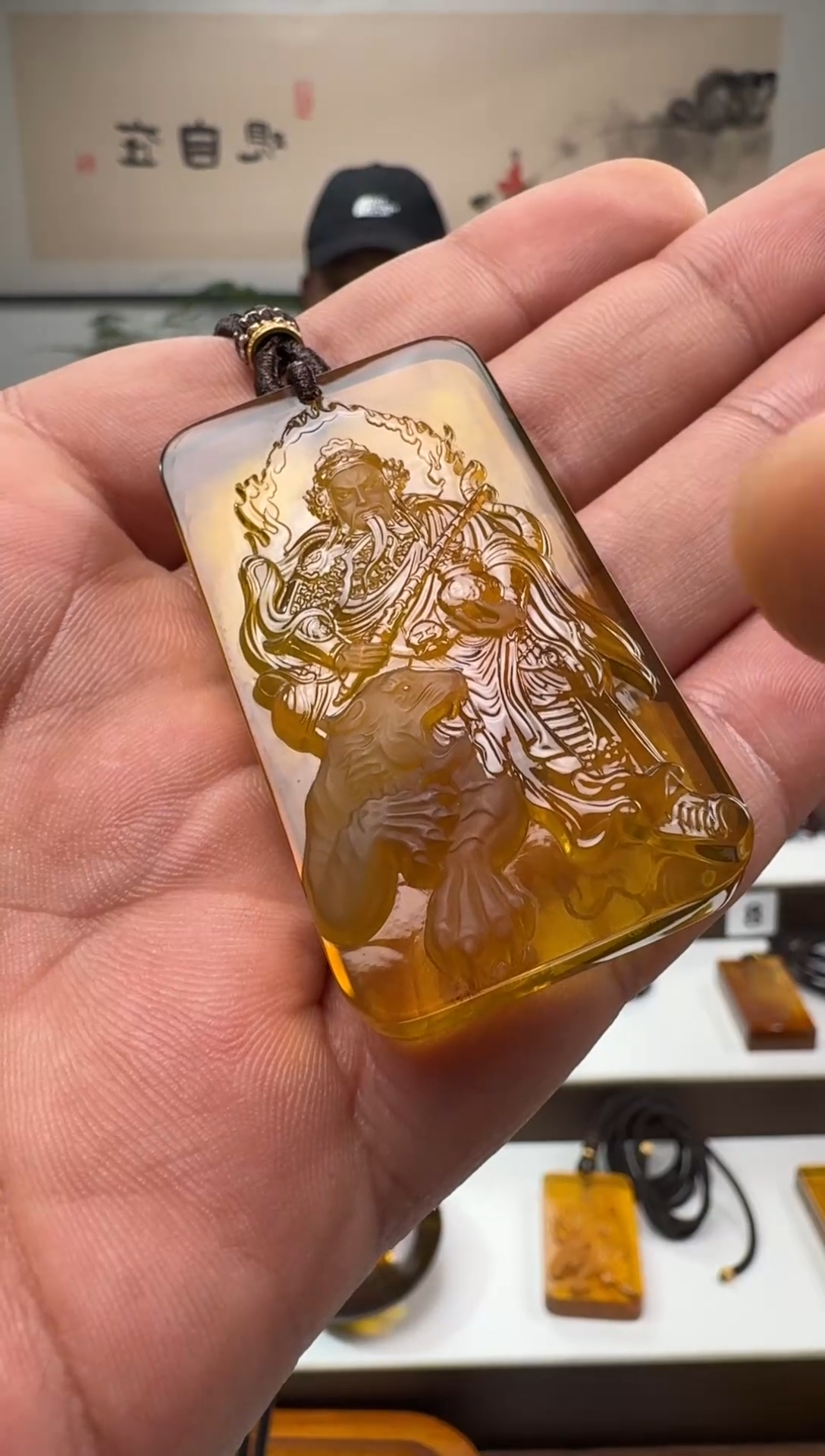 【闪购商品】琥珀颈饰未镶嵌缅甸琥珀赵公明方牌吊坠