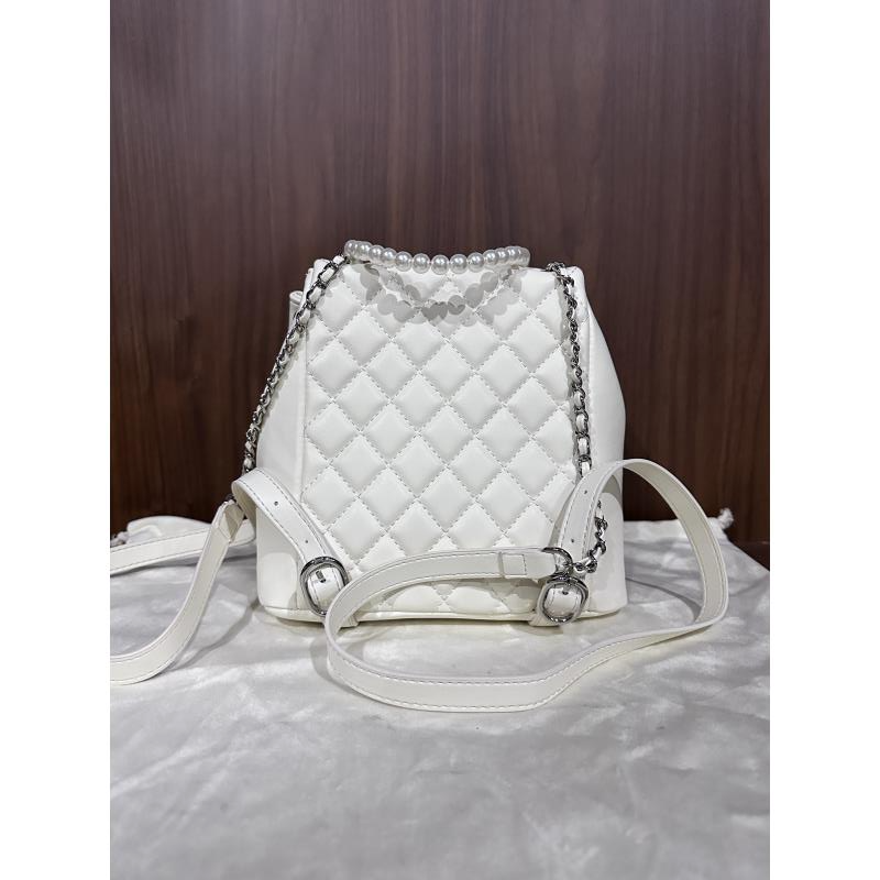 HIRMRIS手工真皮包20-551038-白  小青珍珠双肩包香