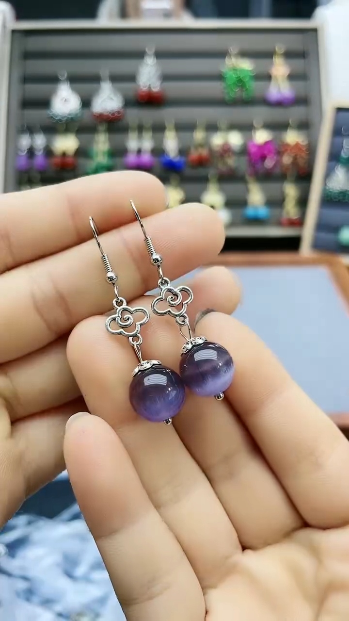 【闪购商品】玛瑙/玉髓耳饰银S925镶嵌106000