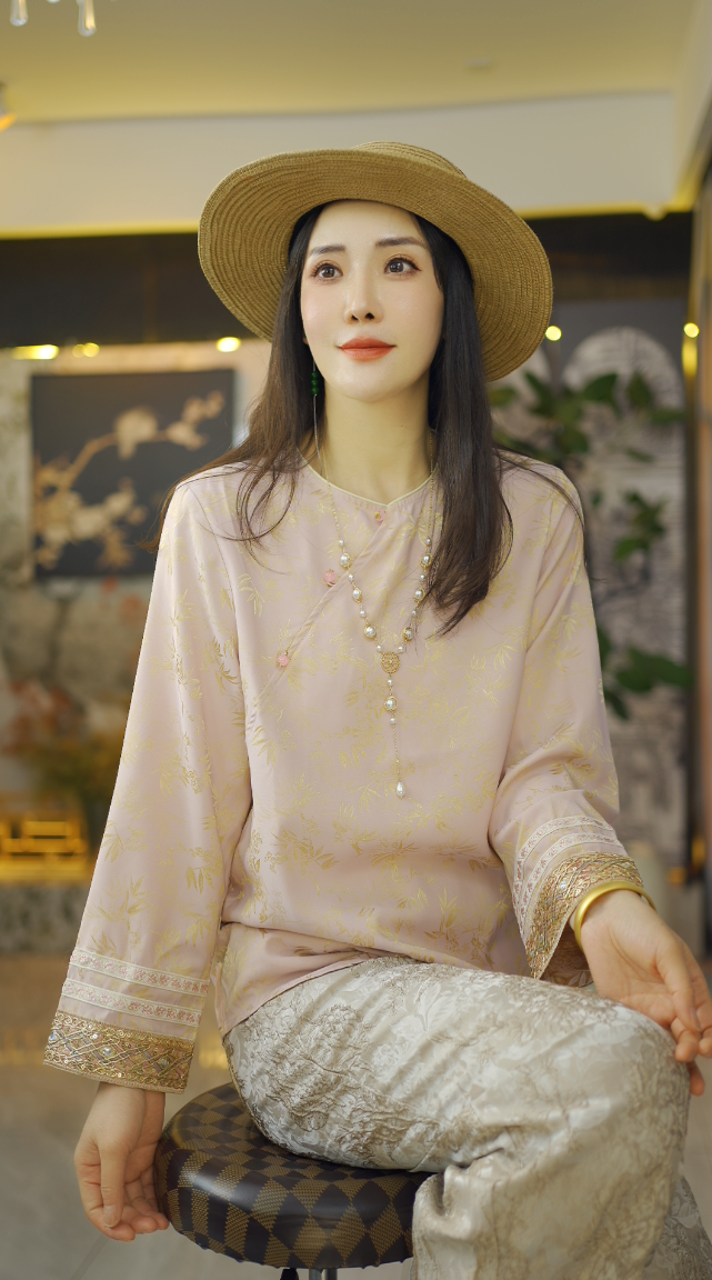（雅丽）国风老钱风复古提花上衣新中式