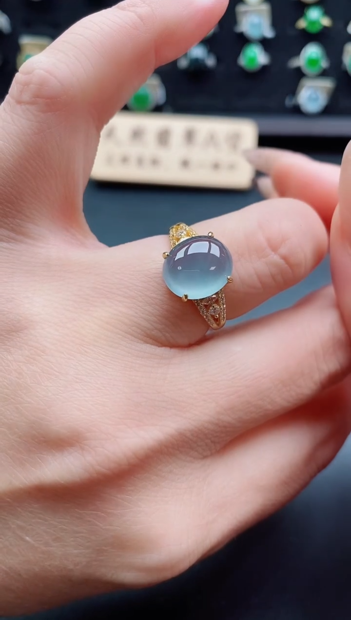 银S925镶嵌戒指翡翠1