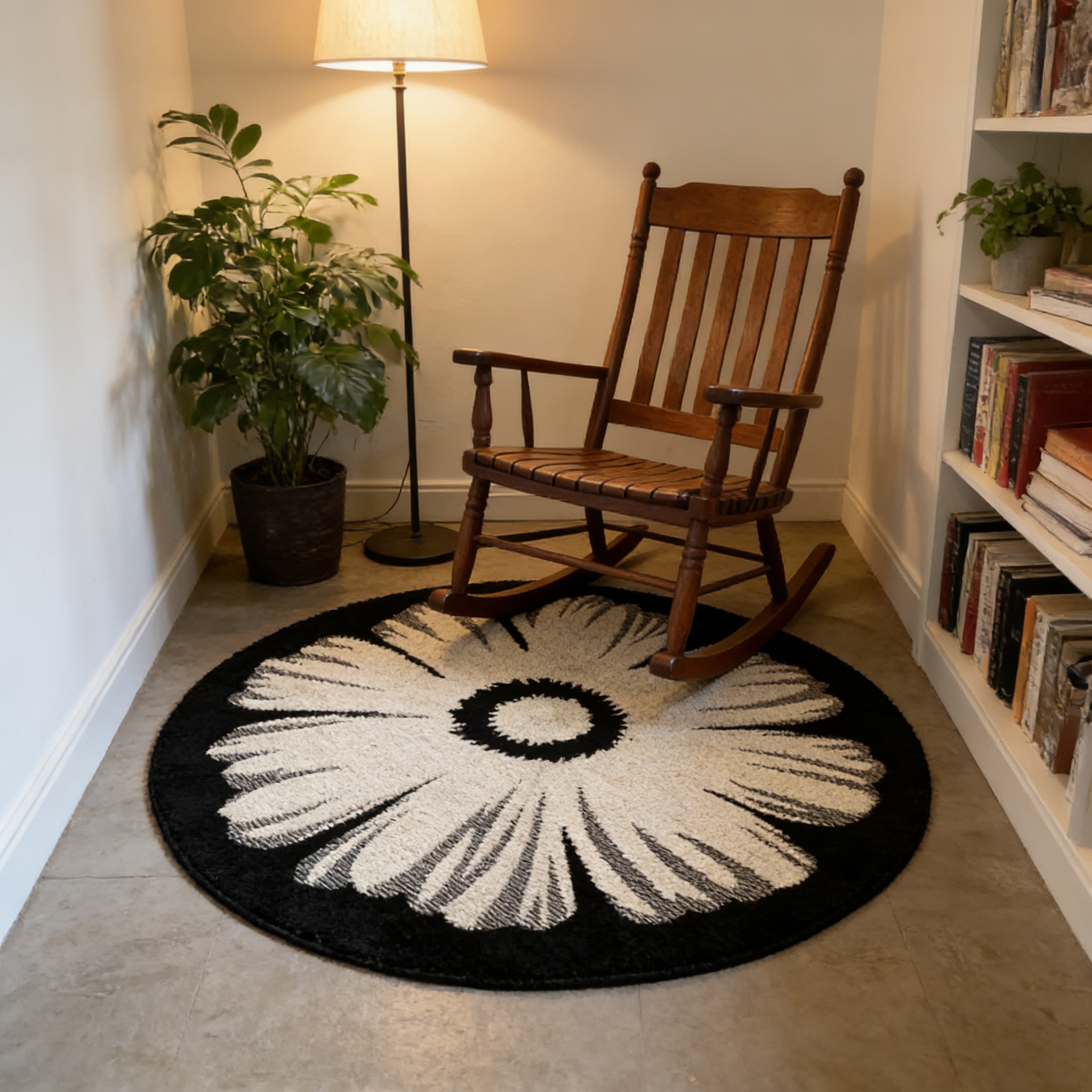 升级包边芙蓉花【圆形直径100cm】地毯地垫家用卧室床边茶几防滑