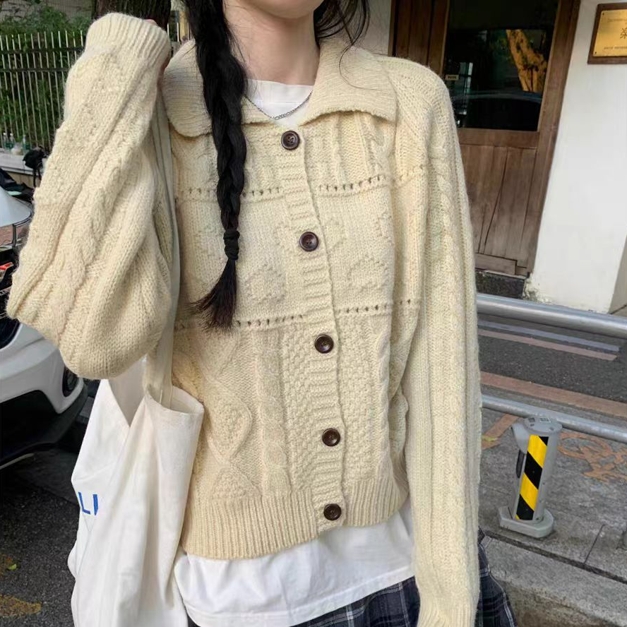 【复古麻花】高级感复古麻花针织开衫外套女秋冬慵懒宽松奶fufu毛衣