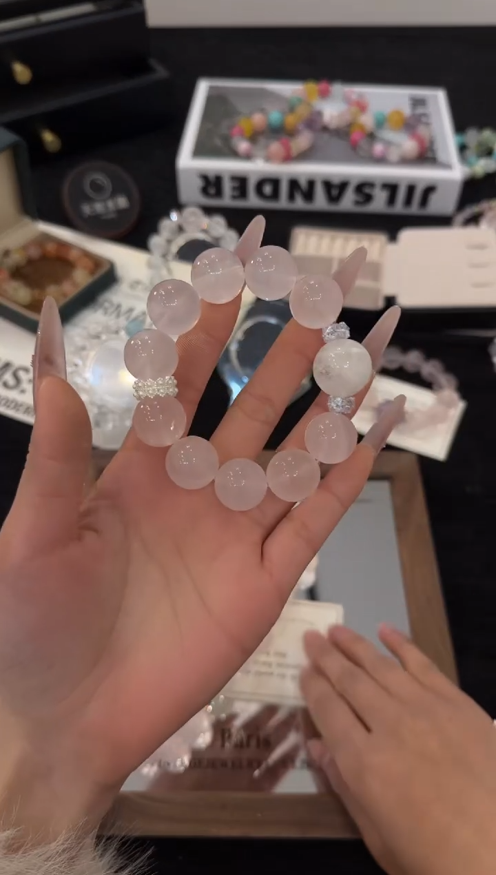 合金手链水晶粉水晶x3642