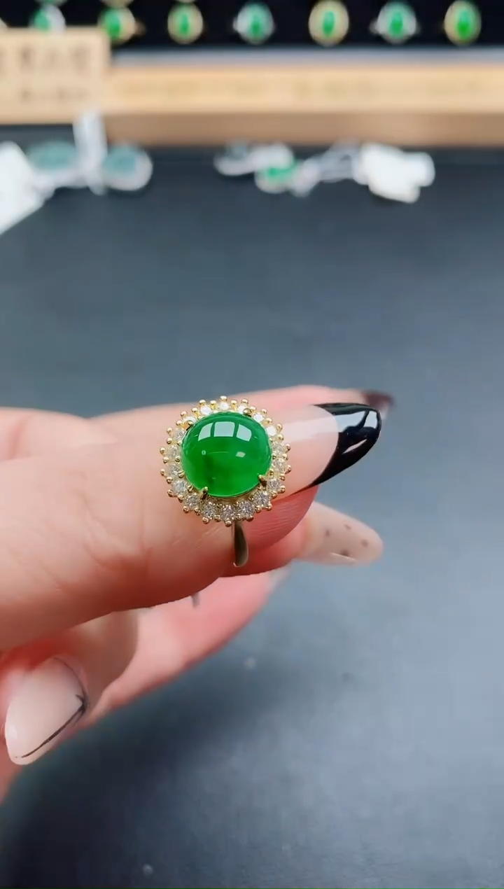 银S925镶嵌戒指翡翠1