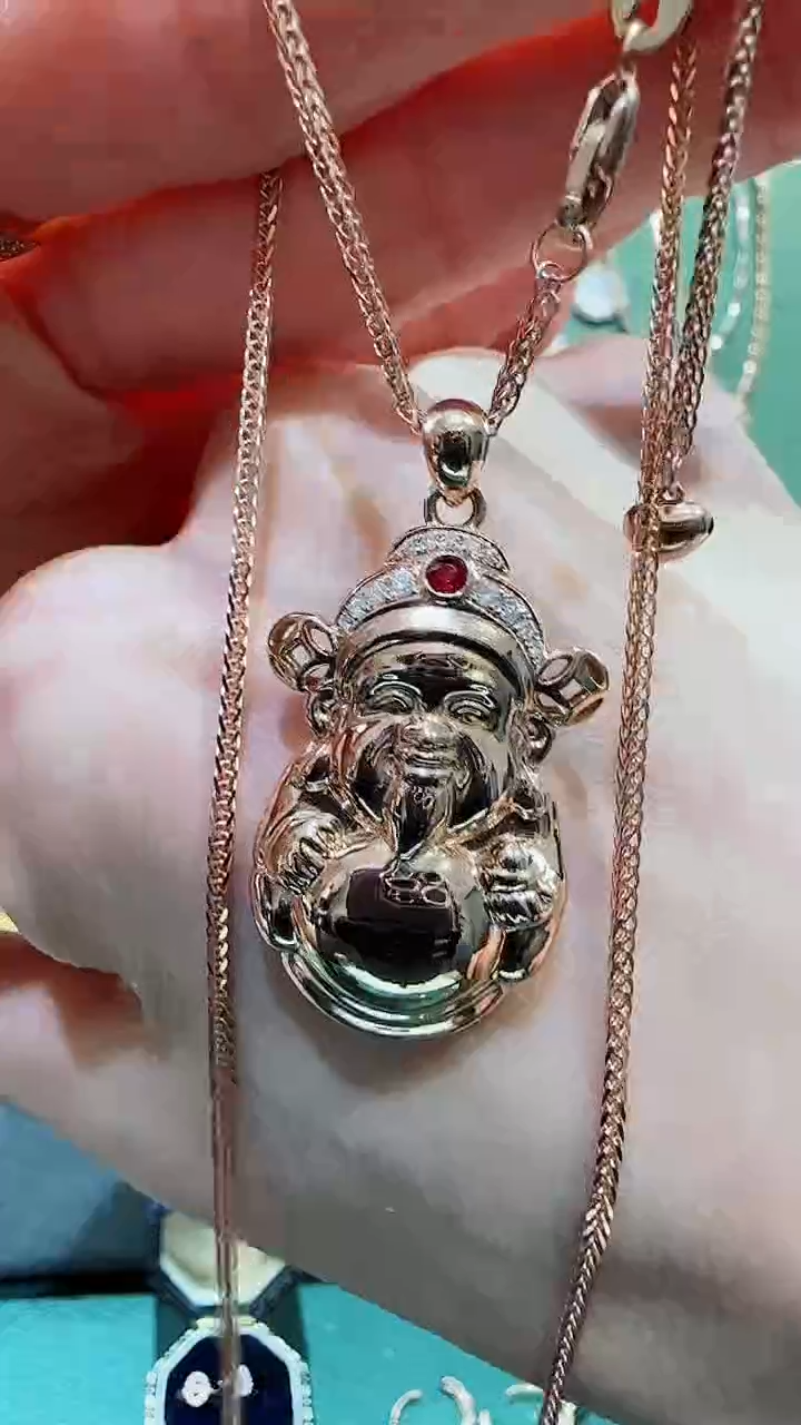 【闪购商品】钻石吊坠(不含链)18K金镶嵌18K金钻石财神吊坠