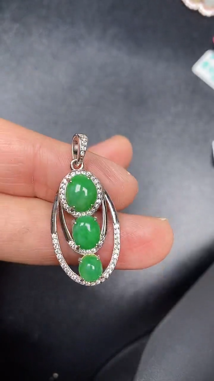 银S925镶嵌戒指翡翠3320