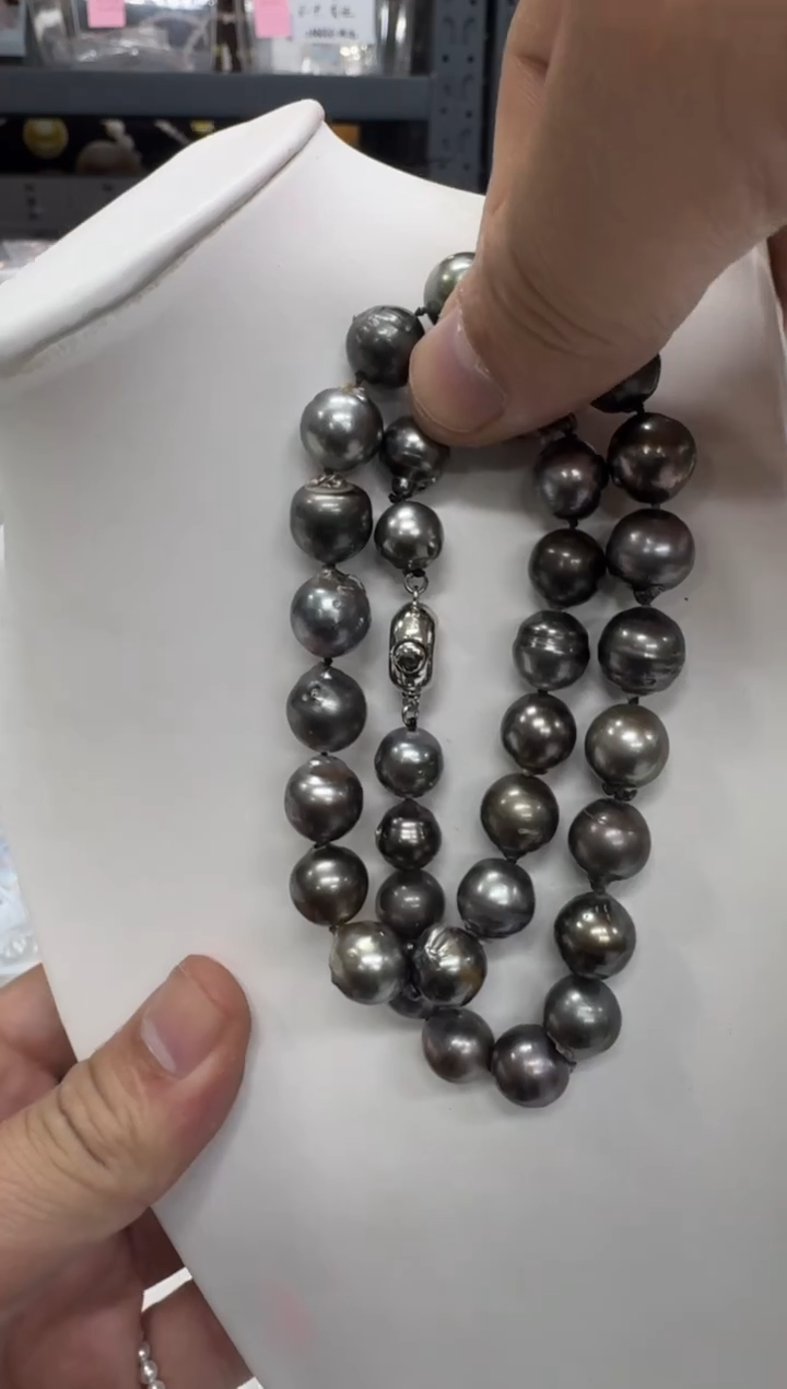 【闪购商品】海水珍珠颈饰银S925镶嵌大溪地螺纹