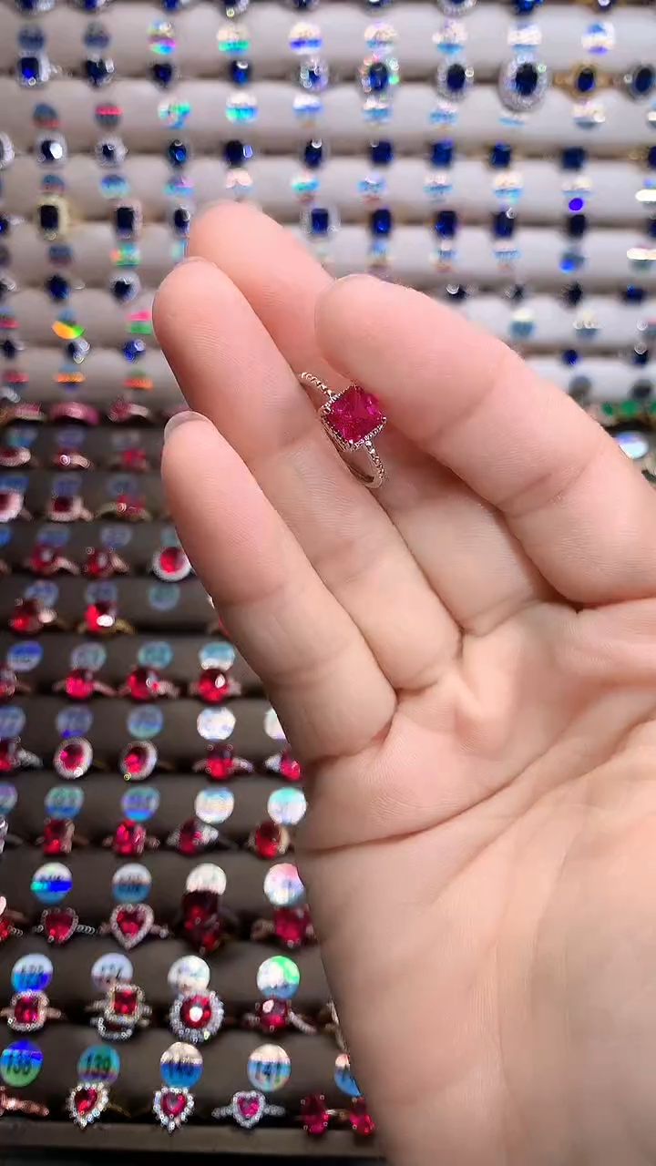 【闪购商品】红宝石戒指银S925镶嵌银色6