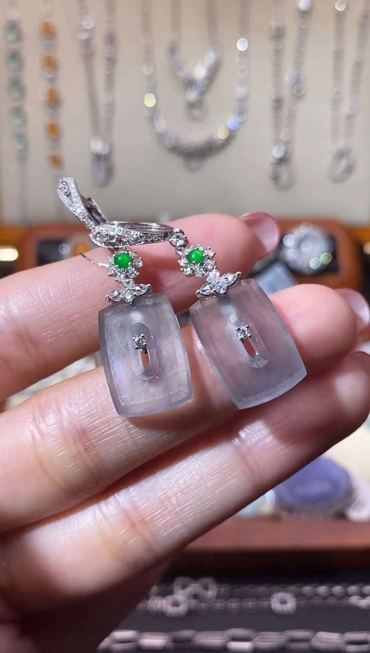 【闪购商品】翡翠耳饰18K金镶嵌耳饰