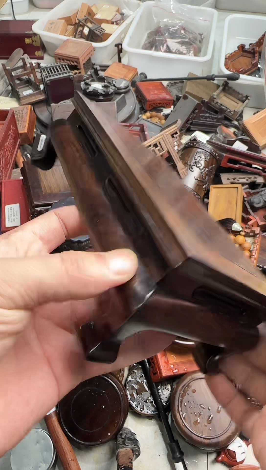 木76 黑檀木开天窗长方底座