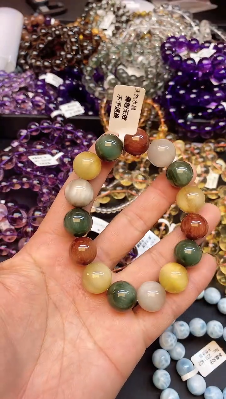 【闪购商品】水晶手串未镶嵌A48 彩兔毛 15mm+