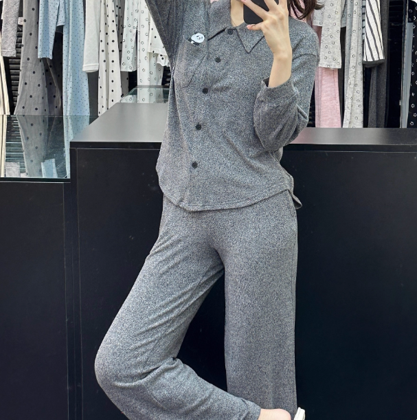 软萌立体熊猫刺绣亲肤磨毛家居服睡衣212007